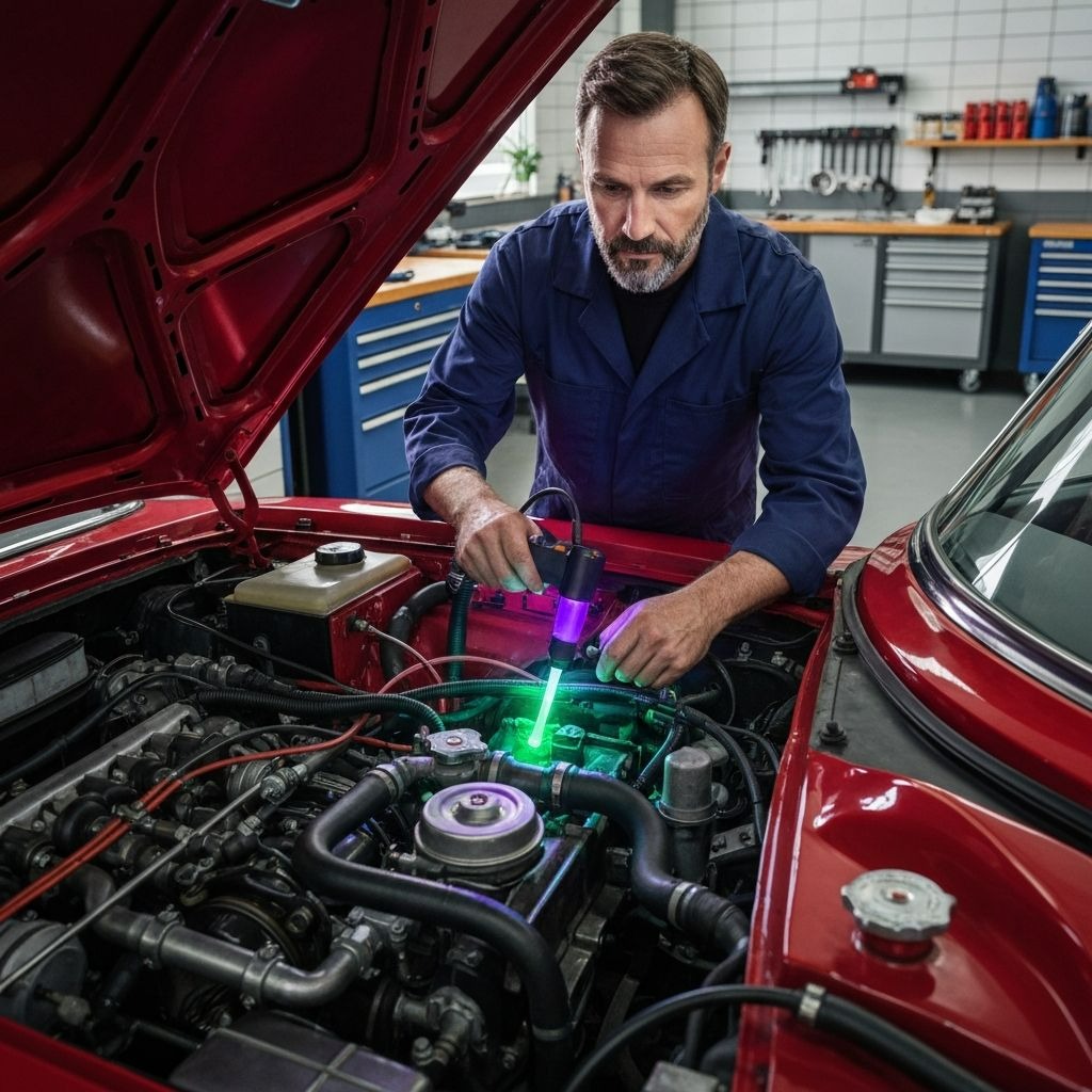 فحص تسريب فريون باستخدام صبغة الأشعة فوق البنفسجية