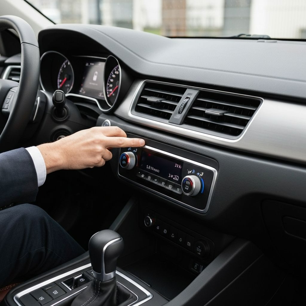 فني يقوم بصيانة دورية لمكيف السيارة